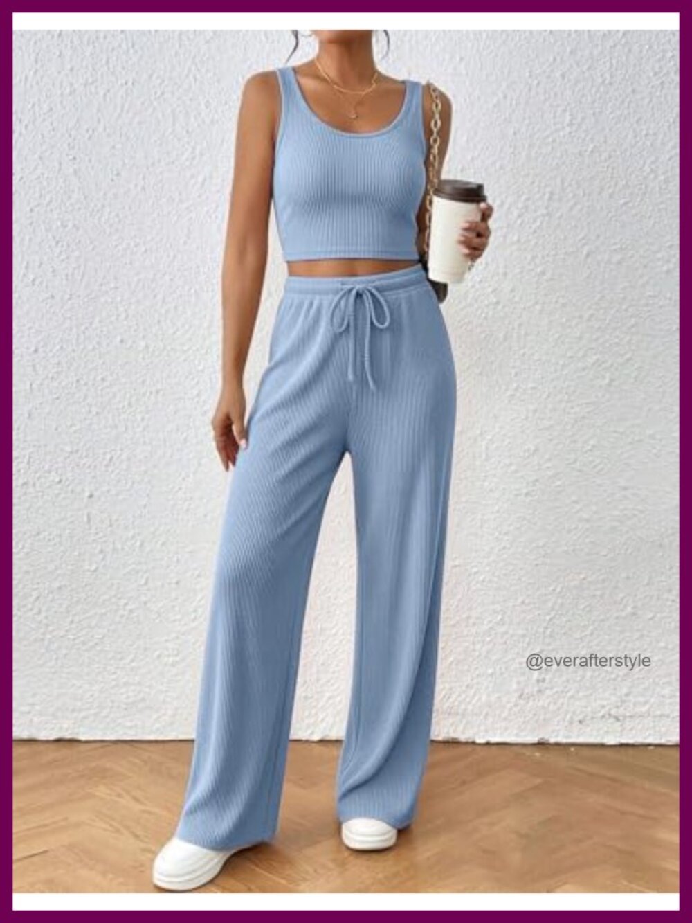 3 Piece Lounge Set Twisted Rib Knit Crop Top Shorts & Pants Set - Picture 2 of 6